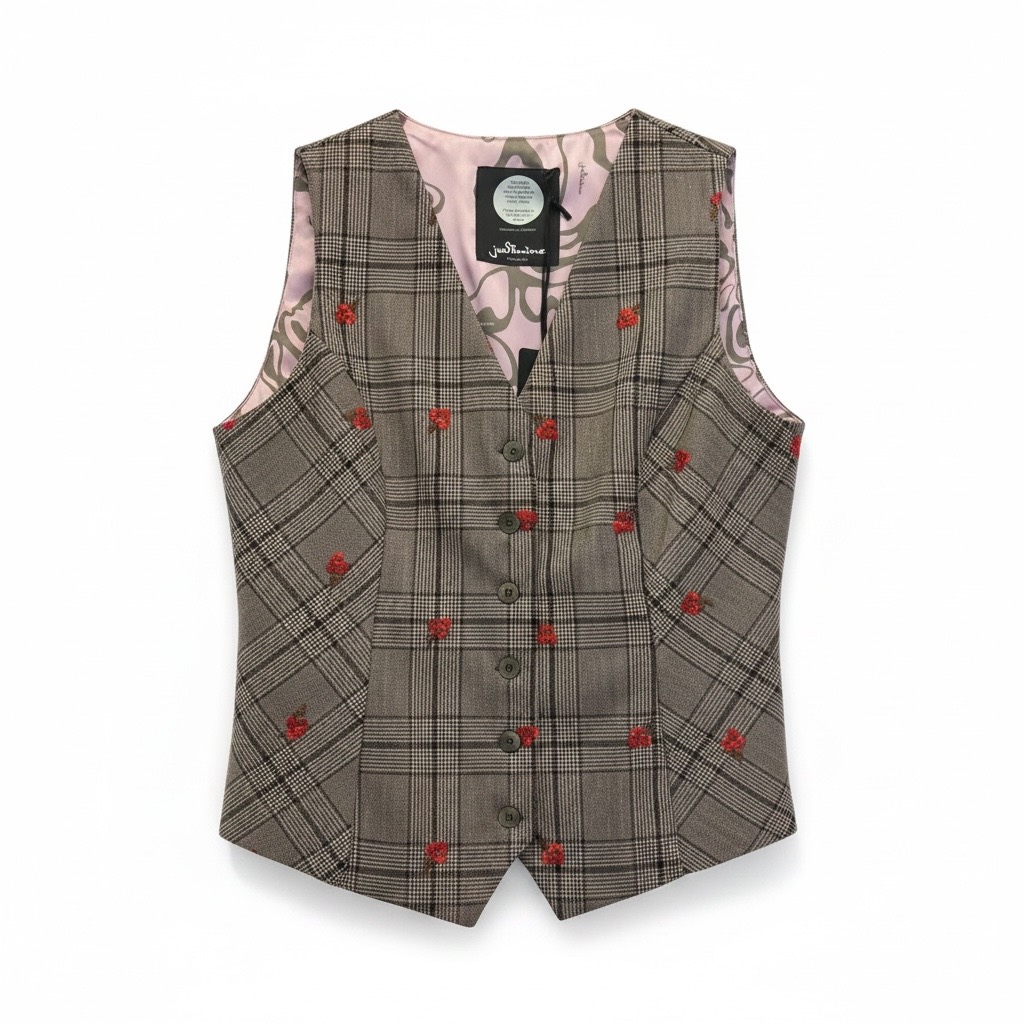 Gilet scozzese ricamato